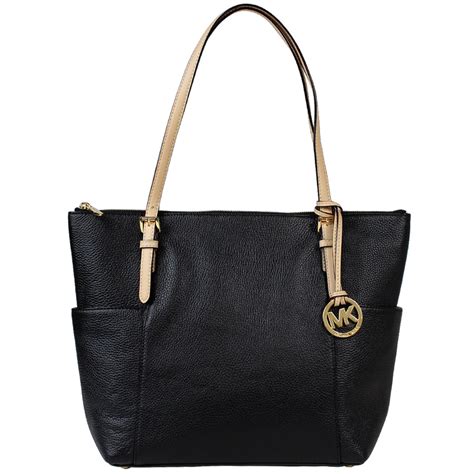 michael kors jet set east west leather tote bag black|Michael Kors saffiano tote.